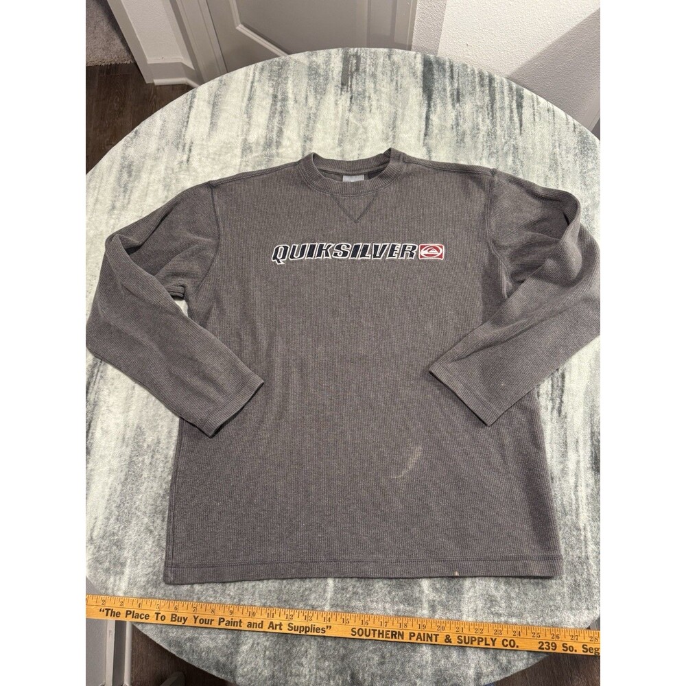 Vintage Quiksilver Gray Knit Sweater Mens S/P Y2K Skate Surf 90s Grunge RARE